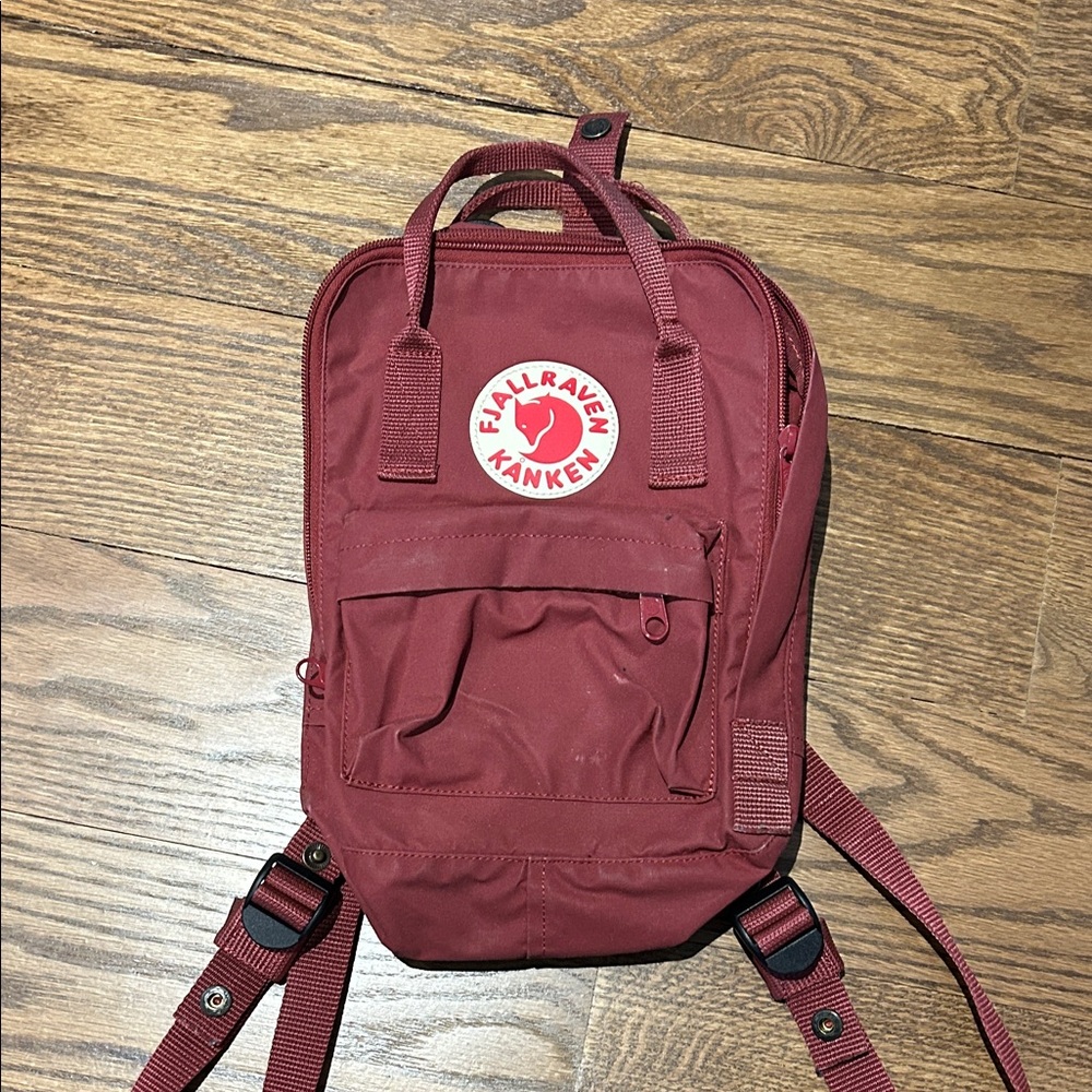 mini fjallraven kanken maroon backpack